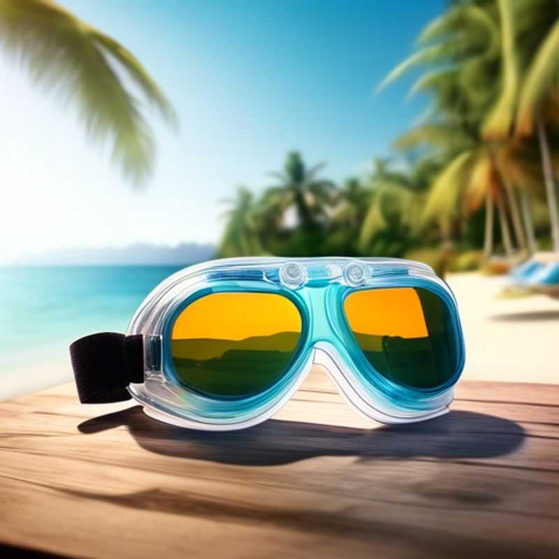 A close-up of a pair of stylish goggles, perfect for protecting your eyes during adventurous activities.