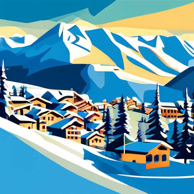 Four friends reveling in the stunning alpine scenery of Lenzerheide, Switzerland, as they embark on an unforgettable skiing vacation during the peak ski season, surrounded by snow-covered peaks and a vibrant winter atmosphere.