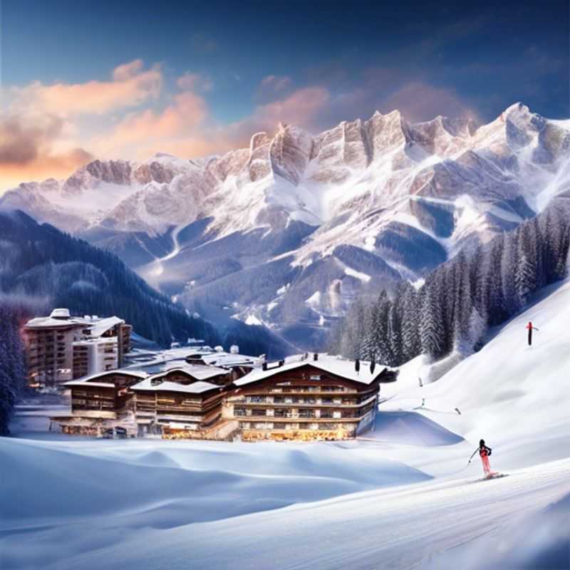 Un voyageur solo profitant des pistes enneigées de Madonna di Campiglio, en Italie, lors d'une escapade de 4 jours pendant la saison de ski, entouré de paysages alpins à couper le souffle.