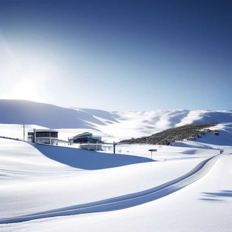 Quatre amis profitant d'une journée de ski à Falls Creek, Australie, entourés de paysages enneigés, lors d'une escapade de 24 heures pendant la saison de ski.