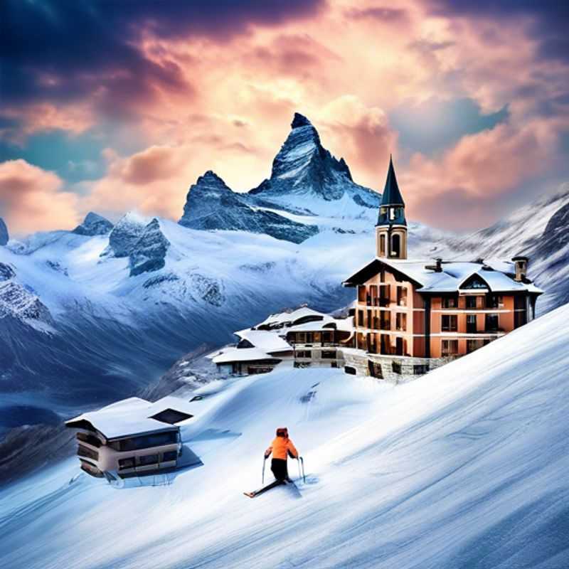 Four adventurous friends hitting the slopes in Cervinia, Italy, surrounded by breathtaking alpine scenery, as they embrace the thrill of skiing on a budget during their three-week winter vacation.