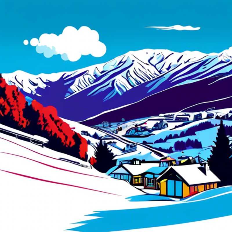 Six amis dévalant les pentes enneigées de Cardrona Alpine Resort, Nouvelle-Zélande, profitant de leur séjour de ski de 4 jours pendant la saison hivernale.