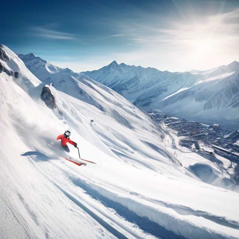 Un groupe de six personnes s'apprêtant à dévaler les pistes enneigées d'Obergurgl, en Autriche, lors d'une escapade de ski de 24 heures pendant la saison hivernale.