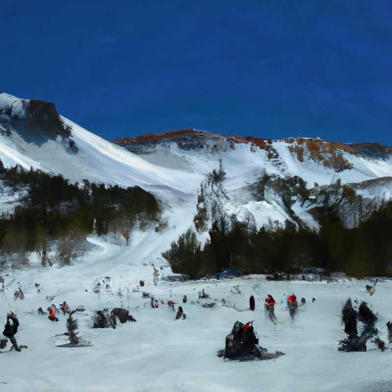 A family with children bundled up in warm ski gear, exhilarated from a thrilling day on the slopes of Mammoth Mountain, USA, during their 3-week ski vacation. The majestic snow-capped peak of Mammoth Mountain stands tall in the background, a testament to the unforgettable winter adventure they're experiencing.