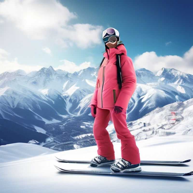 A close-up shot of a stylish and functional ski jacket and pants, showcasing the essential gear for a thrilling winter adventure on the slopes.