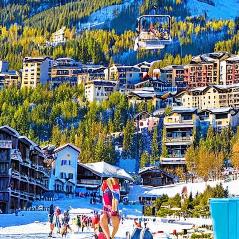 Les Arcs, France, ensoleillée au printemps : pistes de ski verdoyantes et paysages alpins.