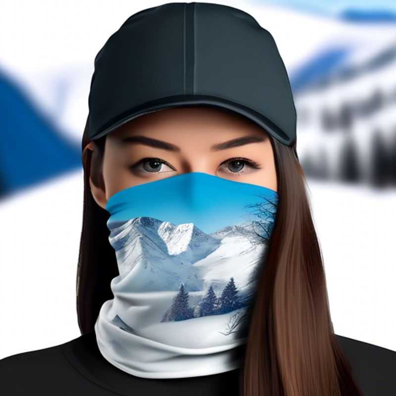 A close-up shot of a stylish and functional neck gaiter, showcasing its versatility for both warmth and protection during winter adventures.