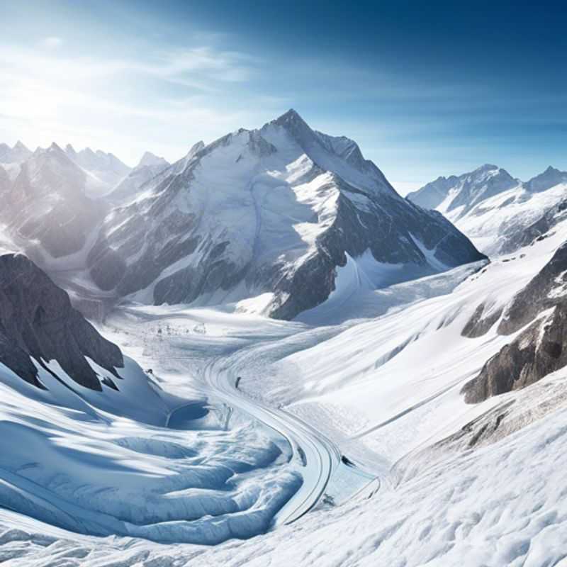 Seis entusiastas del esquí disfrutando de las impresionantes vistas del glaciar Pitztal en Austria durante sus vacaciones de esquí de dos semanas, mientras exploran opciones asequibles en la temporada de esquí.