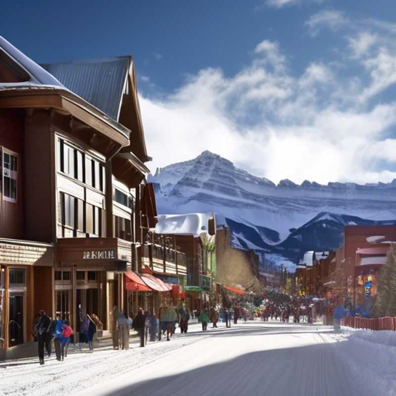 A solo luxury traveler gracefully skiing down the pristine slopes of Telluride, USA, surrounded by breathtaking snow-capped mountains, during a week-long winter getaway in ski season.