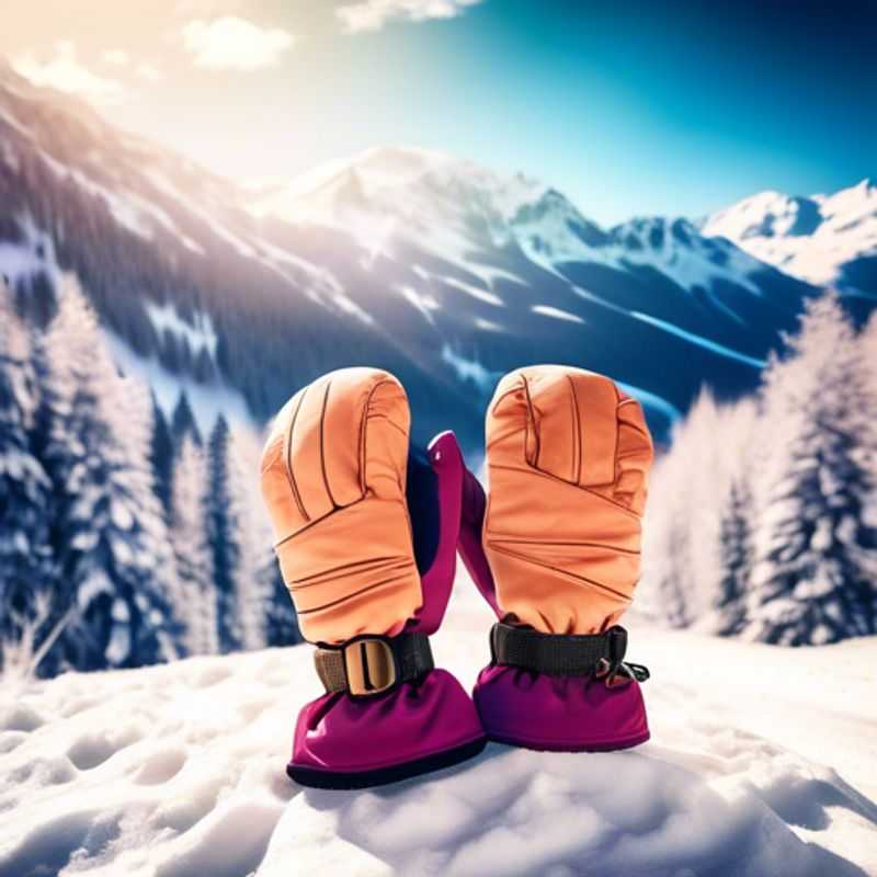 Close-up of a pair of warm, stylish ski gloves, showcasing the intricate details and high-quality materials essential for a comfortable and enjoyable ski trip.