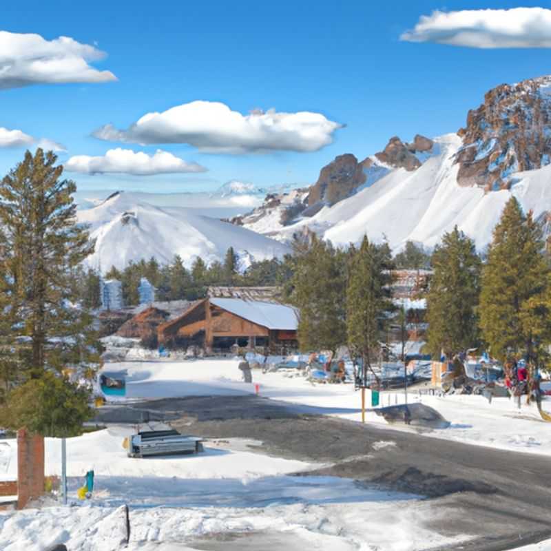 A family with children bundled up in warm ski gear, exhilarated from a thrilling day on the slopes of Mammoth Mountain, USA, during their 3-week ski vacation. The majestic snow-capped peak of Mammoth Mountain stands tall in the background, a testament to the unforgettable winter adventure they're experiencing.