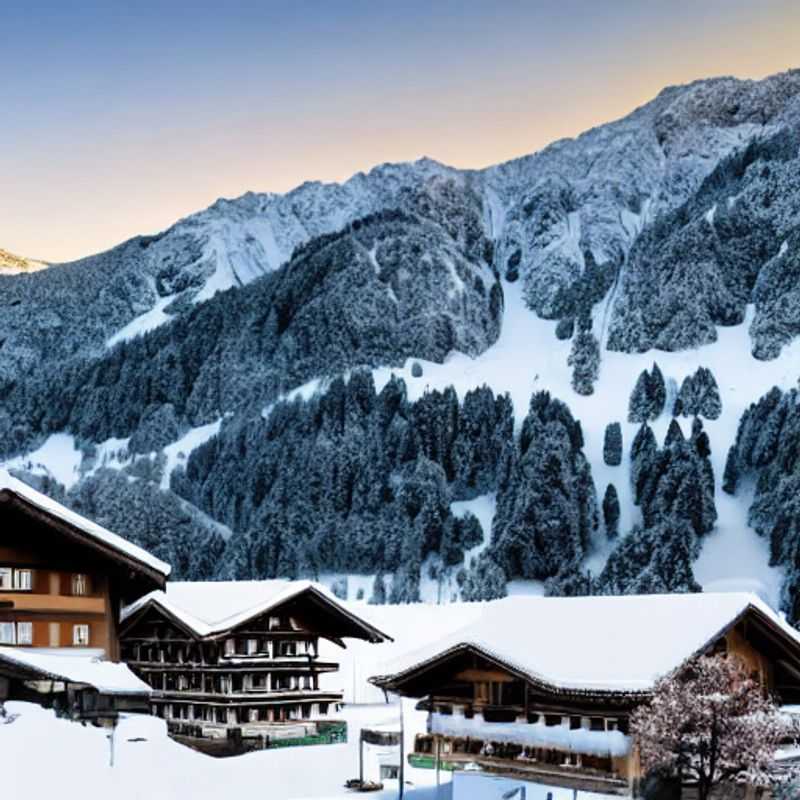 Duas pessoas brindando com canecas de cerveja, com as montanhas e a paisagem deslumbrante de Mayrhofen, na Áustria, ao fundo, aproveitando ao máximo as férias da primavera.
