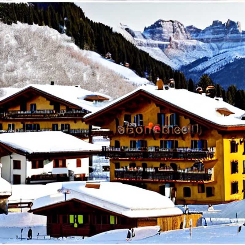 Deux amis profitant du soleil printanier sur les pistes de ski de Corvara, Italie, avec les Dolomites en toile de fond spectaculaire – une escapade idéale pour les vacances de printemps !