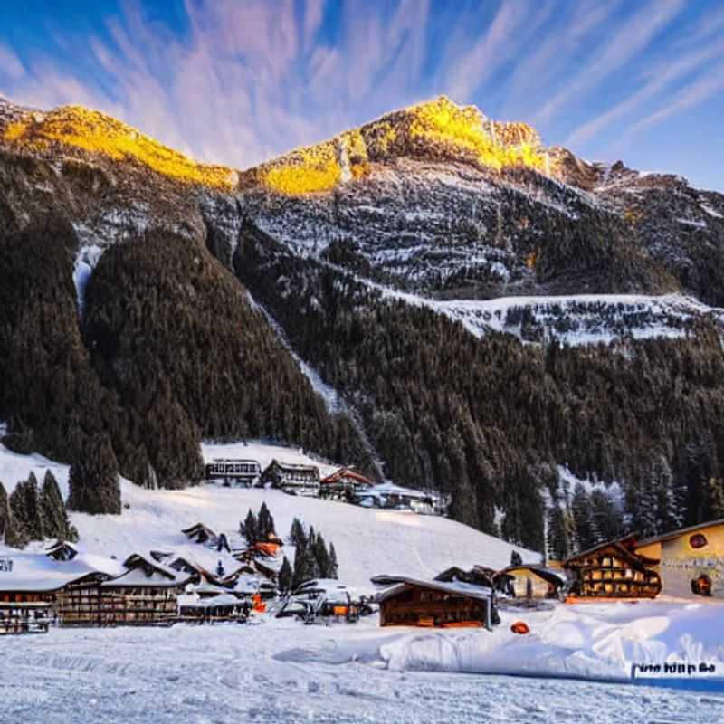 Dois esquiadores alegres deslizando pelas encantadoras montanhas de Obertauern, Áustria, durante as férias de primavera.