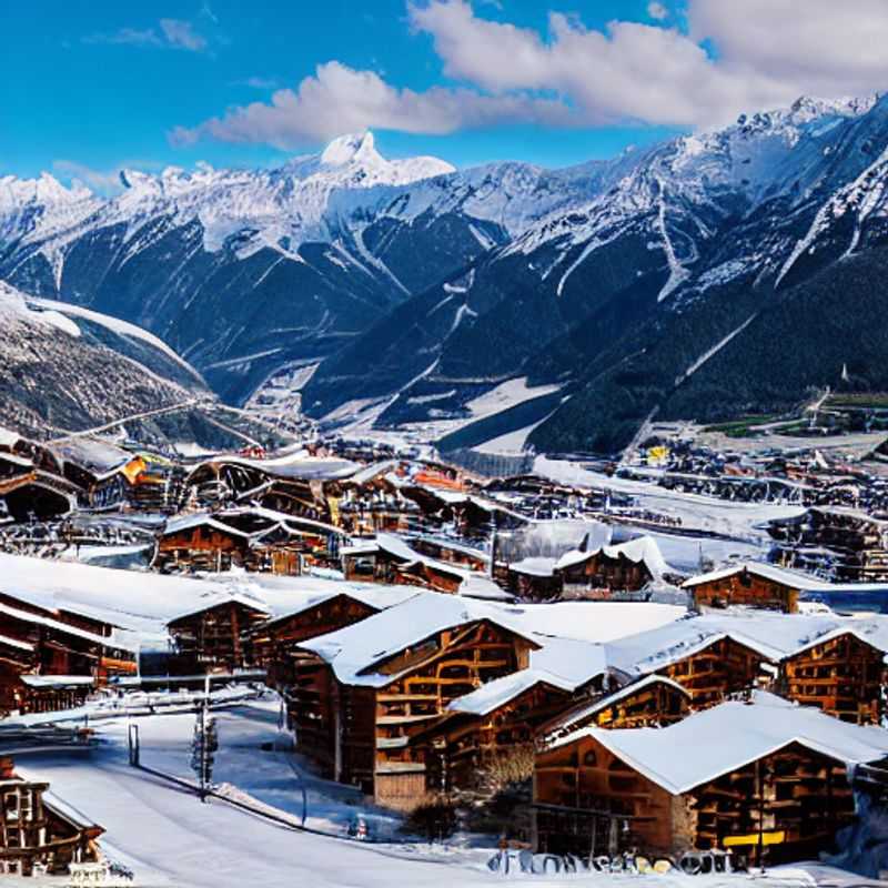 Spring break thrills await! Skiing down the sun-drenched slopes of Alpe d'Huez, France, a panorama of the French Alps unfolding beneath a clear blue sky. Get your adrenaline fix and soak up the alpine sunshine!