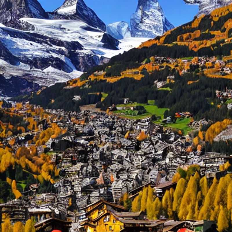 Casais aproveitando a vista deslumbrante do Matterhorn sob o sol da primavera em Zermatt, Suíça, durante as férias da primavera.