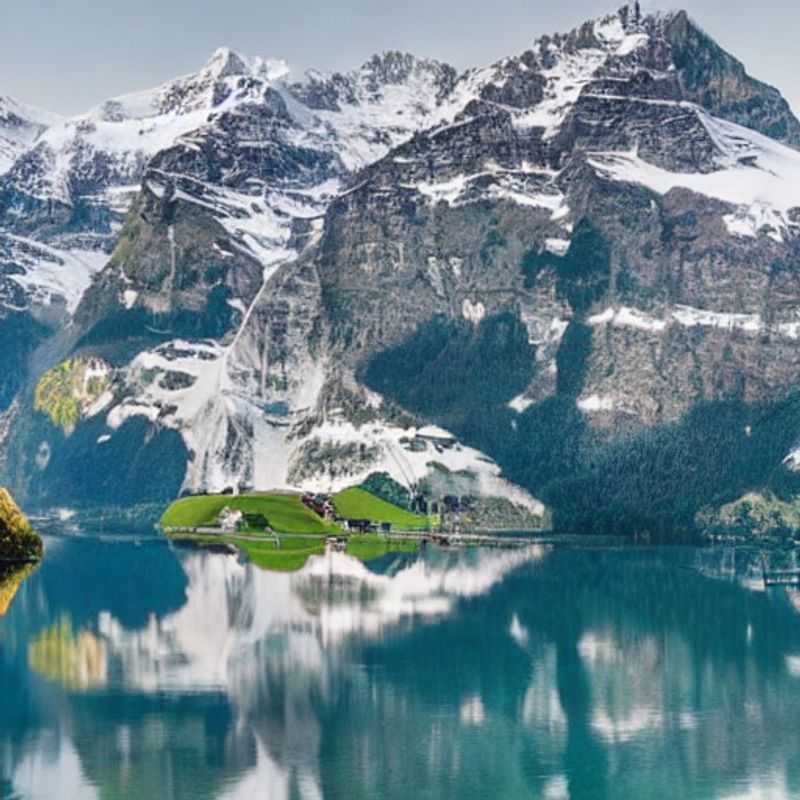 Printemps à Engelberg, Suisse : Vue pittoresque sur les montagnes enneigées et les prairies verdoyantes, offrant un aperçu des activités printanières possibles durant les vacances scolaires.