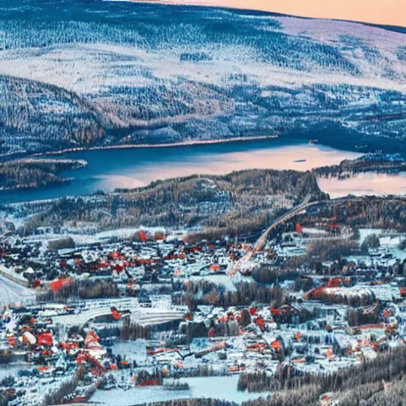 Casais aproveitando a paisagem vibrante de Lillehammer na primavera, com montanhas cobertas de neve derretendo e flores silvestres brotando, durante as férias da primavera. (Couples enjoying the vibrant Lillehammer landscape in the spring, with snow-capped mountains melting and wildflowers budding, during spring break.)
