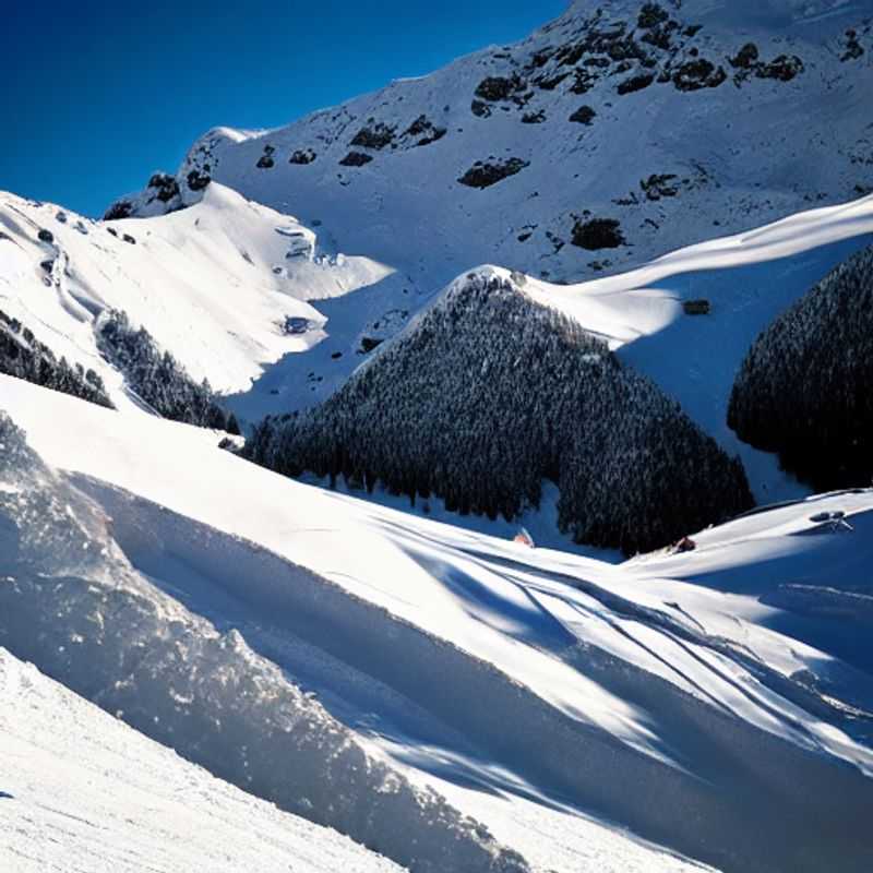 Spring skiers carving down pristine slopes with the charming village of Mayrhofen, Austria, nestled below – a perfect scene for an action-packed spring break adventure.