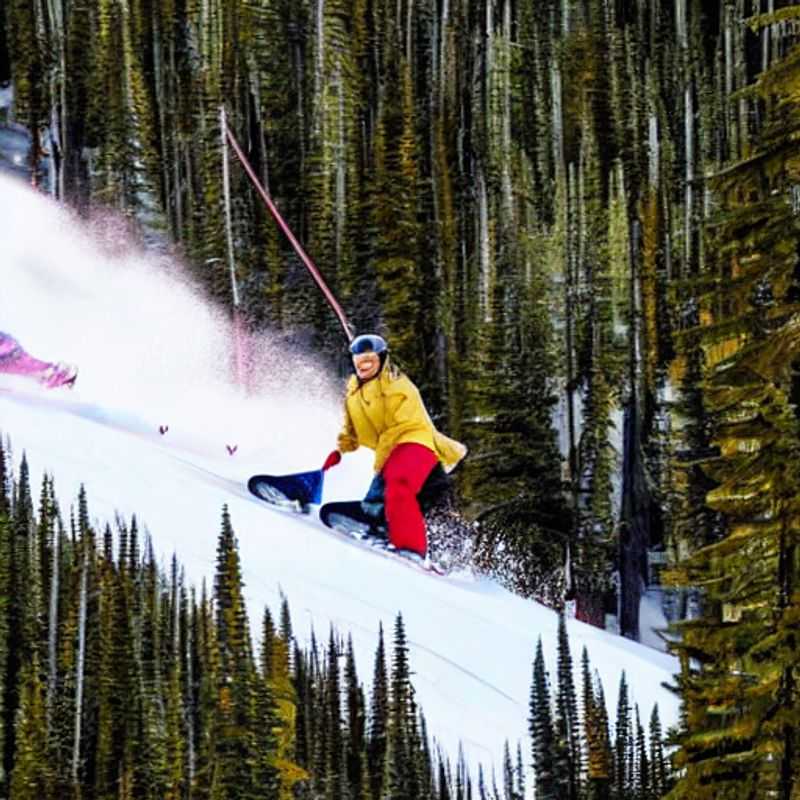 Casais e famílias aproveitando o sol da primavera e a neve perfeita em Big White Ski Resort, Canadá, durante as férias da primavera. Uma aventura inesquecível para todas as idades!