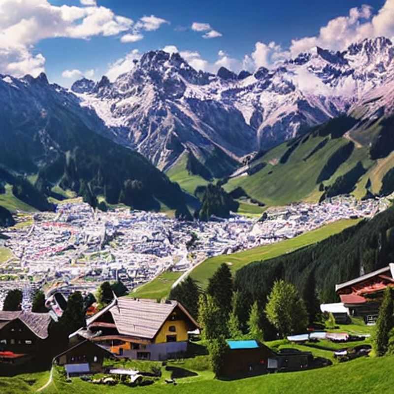 Casal aproveitando o sol da primavera e as montanhas ainda cobertas de neve em Lech Zürs am Arlberg, Áustria, durante as férias da primavera: a combinação perfeita de esqui e relaxamento! (Couple enjoying the spring sunshine and still snow-capped mountains in Lech Zürs am Arlberg, Austria, during spring break: the perfect combination of skiing and relaxation!)