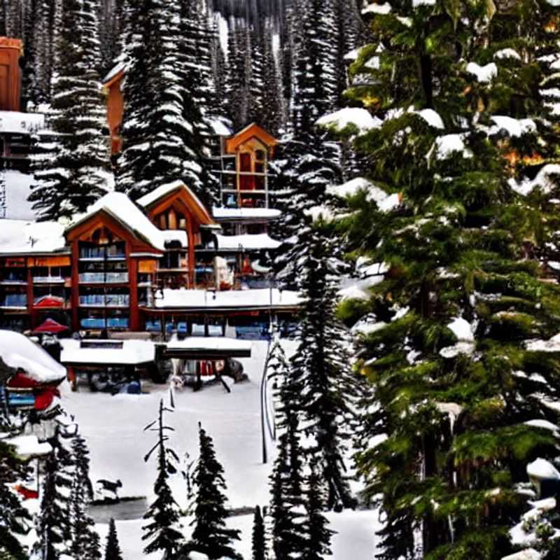 Casal aproveitando o sol da primavera em Sun Peaks, Canadá, com montanhas cobertas de neve ao fundo, enquanto exploram as atividades emocionantes que a região oferece durante o spring break.
