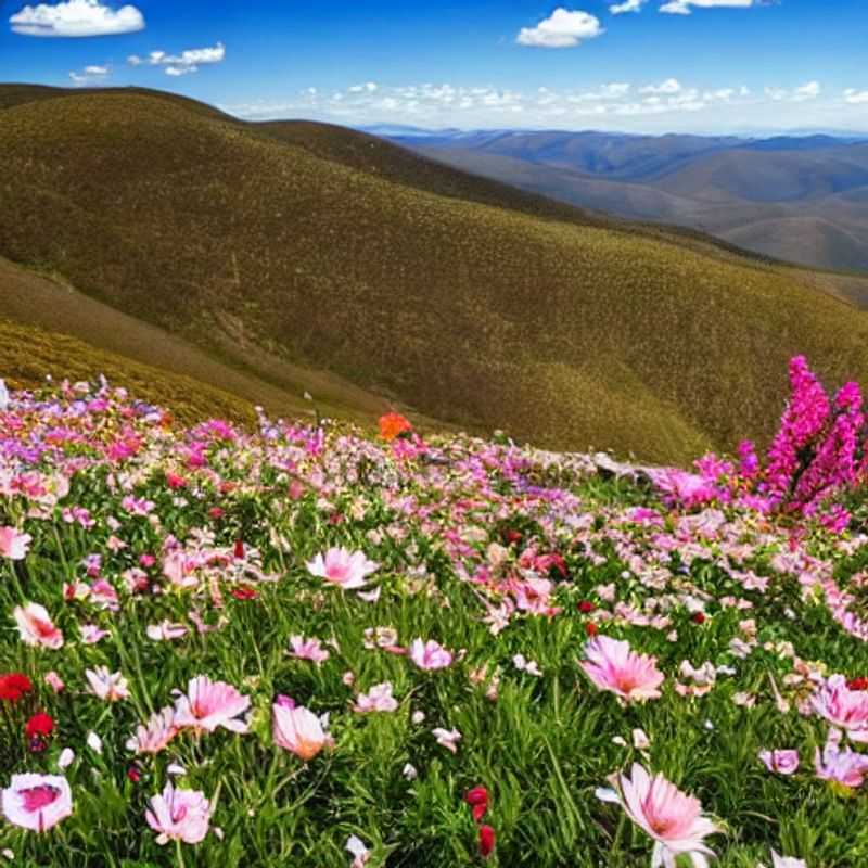 Casais aproveitando a vista deslumbrante das montanhas floridas do Monte Hotham, Austrália, durante as férias de primavera. (Couples enjoying the stunning view of the flowering mountains of Mount Hotham, Australia, during spring break.)