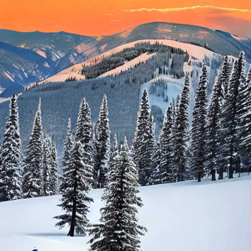 Deux amis profitant du soleil printanier sur les pistes enneigées de Vail Mountain Resort, USA, pendant les vacances de printemps. (Two friends enjoying the spring sunshine on the snowy slopes of Vail Mountain Resort, USA, during spring break.)