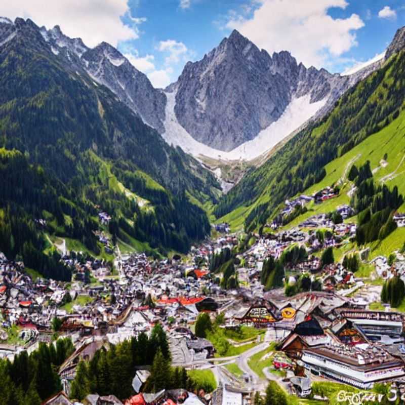 Casal aproveitando o sol da primavera e as paisagens alpinas deslumbrantes de St. Anton am Arlberg, Áustria, em um dia perfeito de *spring break*.