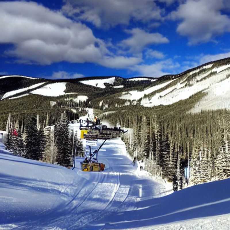 Des skieurs dévalant les pentes ensoleillées de Vail Mountain Resort, USA, profitant du break de printemps dans un décor de rêve.