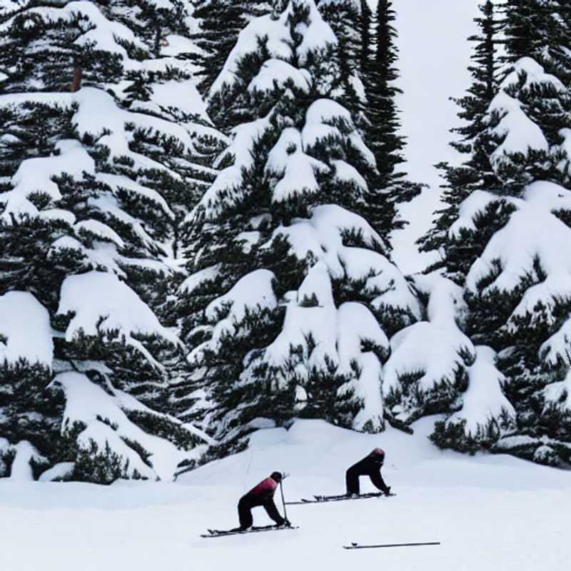 Spring Break bliss in Sun Peaks, Canada! Skiers and snowboarders carve through the slushy slopes under the warming sun, ready for après-ski adventures.