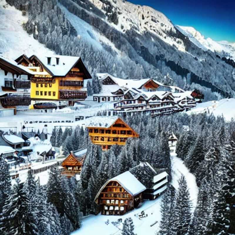 Casal desfrutando da paisagem vibrante de Mayrhofen, Áustria, durante o Spring Break, com montanhas cobertas de neve derretendo e flores silvestres colorindo o vale.