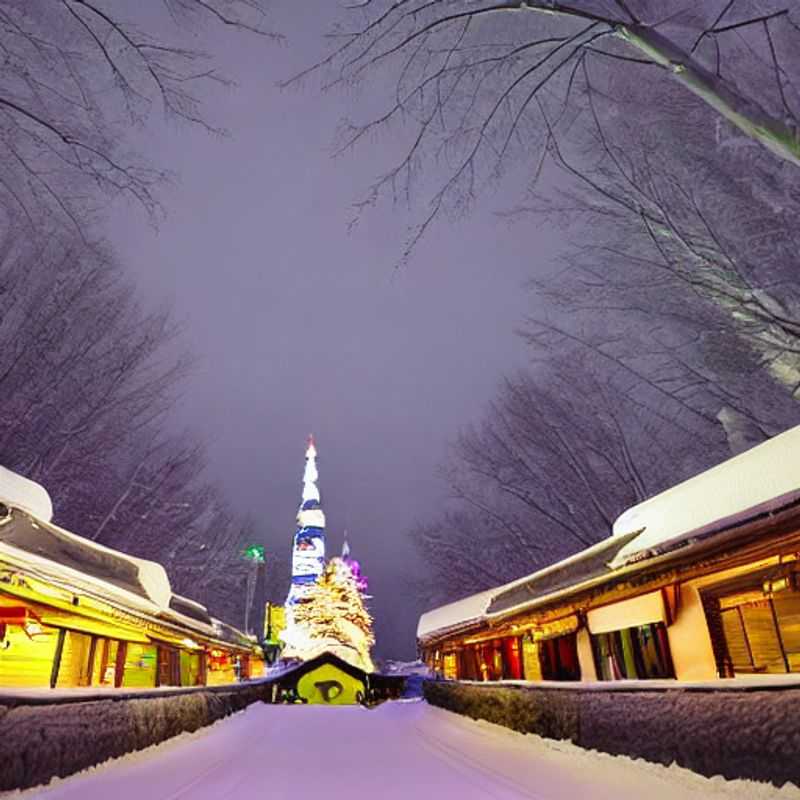 Casal aproveitando a vista exuberante das cerejeiras em flor em Sapporo Teine, Japão, durante as férias da primavera, com as montanhas ainda cobertas de neve ao fundo. Um contraste perfeito da beleza da primavera japonesa.