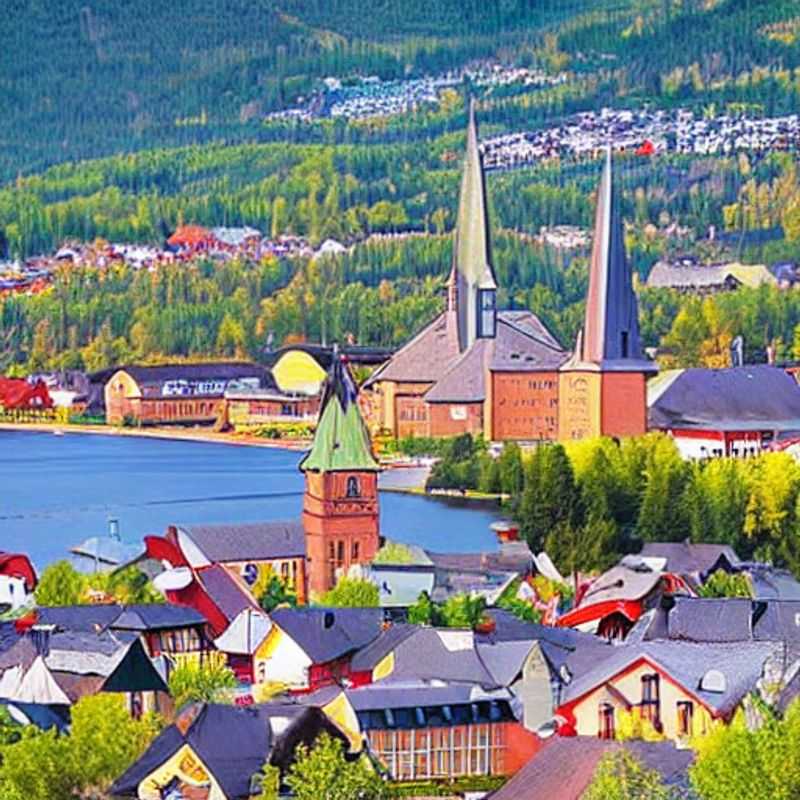 Casais aproveitando a vibrante paisagem primaveril de Lillehammer, Noruega, com montanhas cobertas de neve ao fundo e a promessa de aventura durante as férias da primavera.