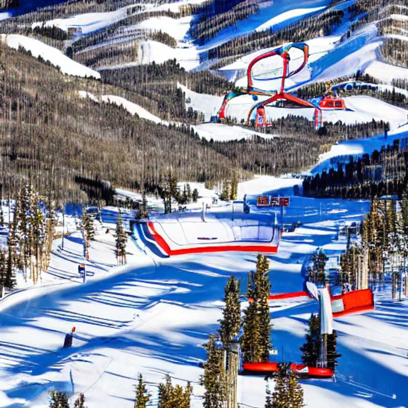 Dos personas esquiando por las pistas soleadas en Park City Mountain Resort, disfrutando de la diversión primaveral en la nieve de Utah durante sus vacaciones de primavera.