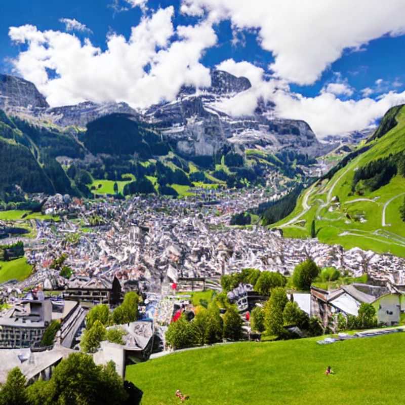 Deux jeunes profitant du soleil printanier et des sommets enneigés d'Engelberg, en Suisse, pendant leurs vacances de printemps. (Two young people enjoying the spring sun and snowy peaks of Engelberg, Switzerland, during their spring break.)
