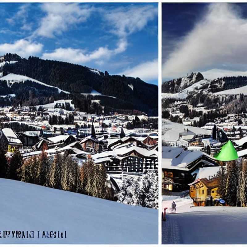 Deux skieurs souriants profitent du soleil printanier et des pistes parfaitement entretenues de Kitzbühel, en Autriche, pendant leurs vacances de printemps.