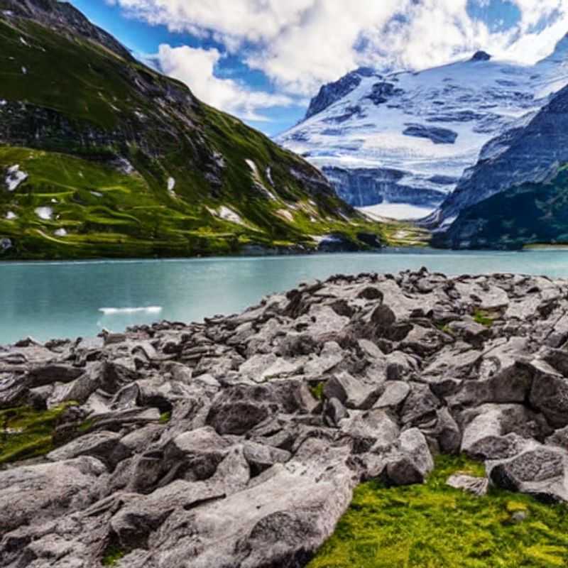 Basking in the Spring Sunshine: A stunning view of the Jungfrau Region, Switzerland, showcasing vibrant greenery and snow-capped peaks - a perfect playground for your spring break adventure! What wonders await you amongst these legendary mountains?