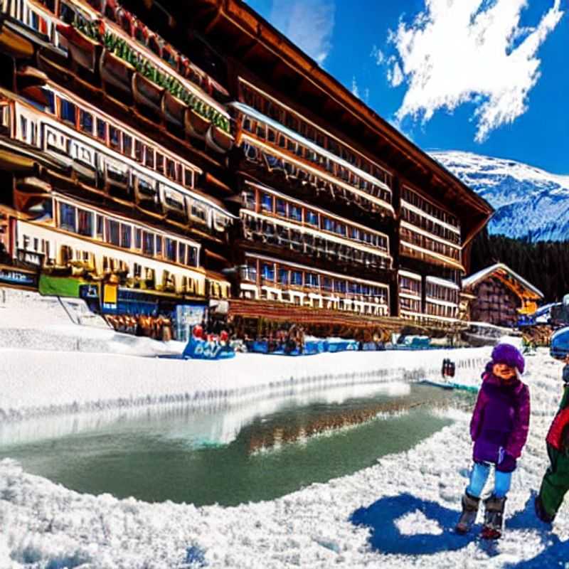 Casais desfrutando do sol da primavera e da vista deslumbrante das montanhas cobertas de neve em Obergurgl, Áustria, durante as férias da primavera.