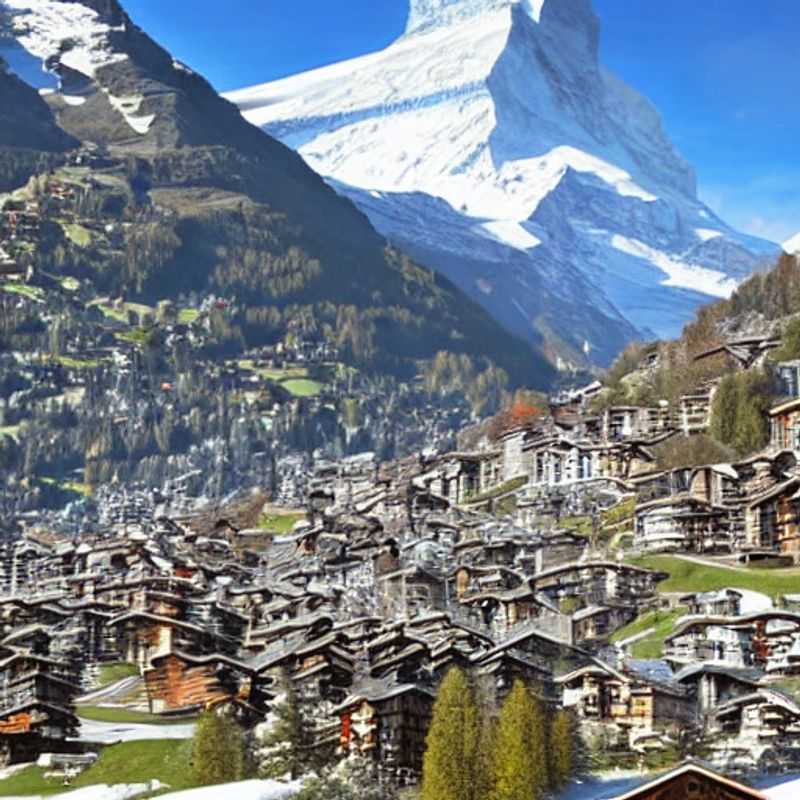 Deux amis profitant du soleil printanier à Zermatt, avec le majestueux Cervin en toile de fond, lors de leur escapade de vacances de printemps. (Two friends enjoying the spring sunshine in Zermatt, with the majestic Matterhorn in the background, during their spring break getaway.)