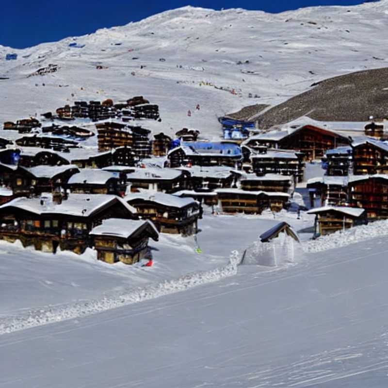 Dos personas esquiando en las majestuosas montañas de Val Thorens, Francia, durante las vacaciones de primavera.