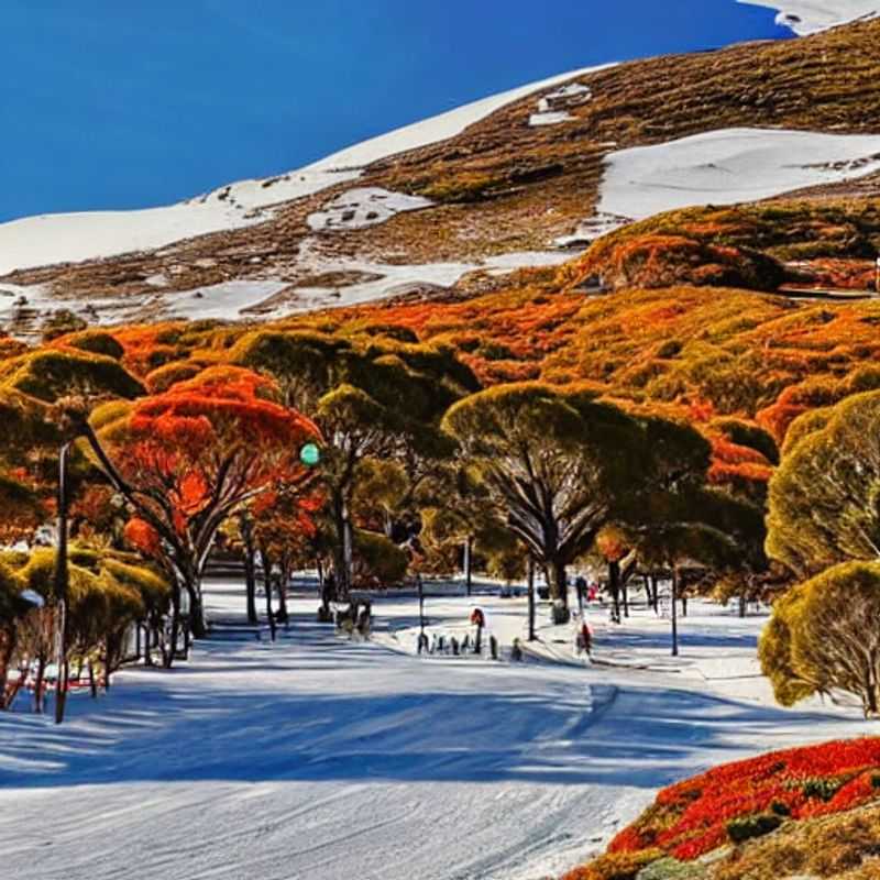 Casais aproveitando a neve tardia e o sol da primavera em Perisher, Austrália, com vistas deslumbrantes da montanha, durante as férias da primavera. (Couples enjoying the late snow and spring sunshine in Perisher, Australia, with stunning mountain views, during spring break.)