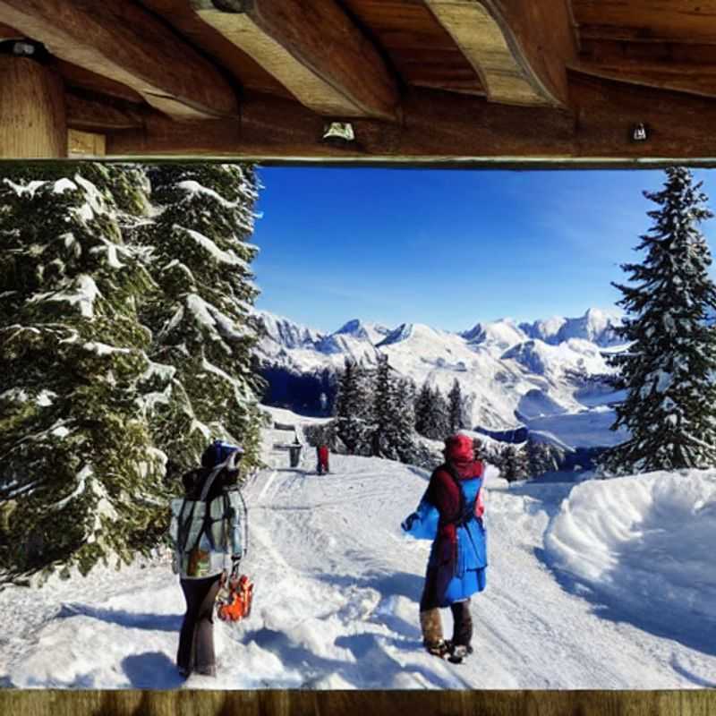 Dos esquiadores disfrutando del sol primaveral en La Plagne, Francia, aprovechando al máximo sus vacaciones de Semana Santa en la nieve.
