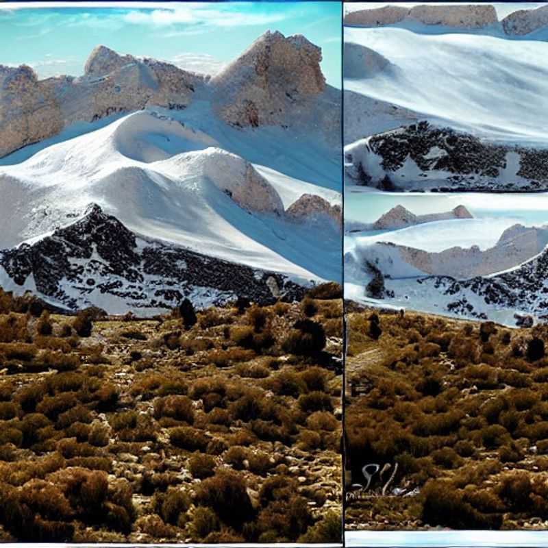 Deux randonneurs admirant les sommets enneigés de la Sierra Nevada, Espagne, sous le soleil printanier, une pause rafraîchissante pendant leur séjour de vacances de printemps.