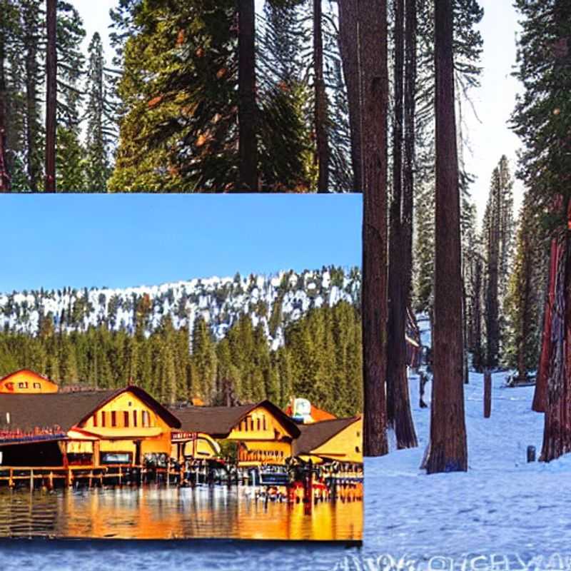 Duas crianças rindo enquanto aprendem a esquiar em Northstar California durante as férias da primavera, com o sol brilhando e a neve fresca proporcionando um dia perfeito na montanha.