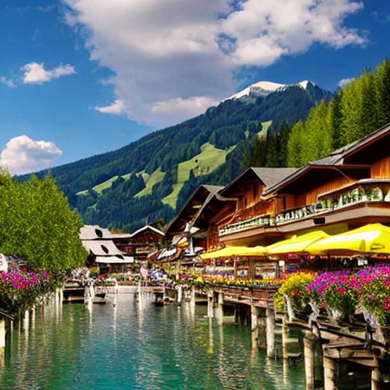 Deux jeunes profitant du soleil printanier à Kitzbühel, en Autriche, avec les montagnes enneigées en toile de fond : une pause idéale pendant les vacances de printemps !