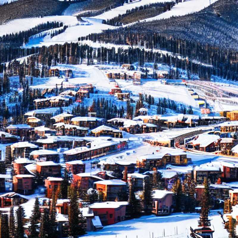 Spring break thrills await! A vibrant scene at Park City Mountain Resort, Utah, showcasing skiers and snowboarders carving through sun-kissed slopes under a clear blue sky, perfectly capturing the energy and excitement of a spring break adventure.