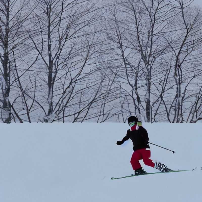 Deux skieurs admirant les paysages printaniers époustouflants de Niseko United, au Japon, lors de leurs vacances de printemps.