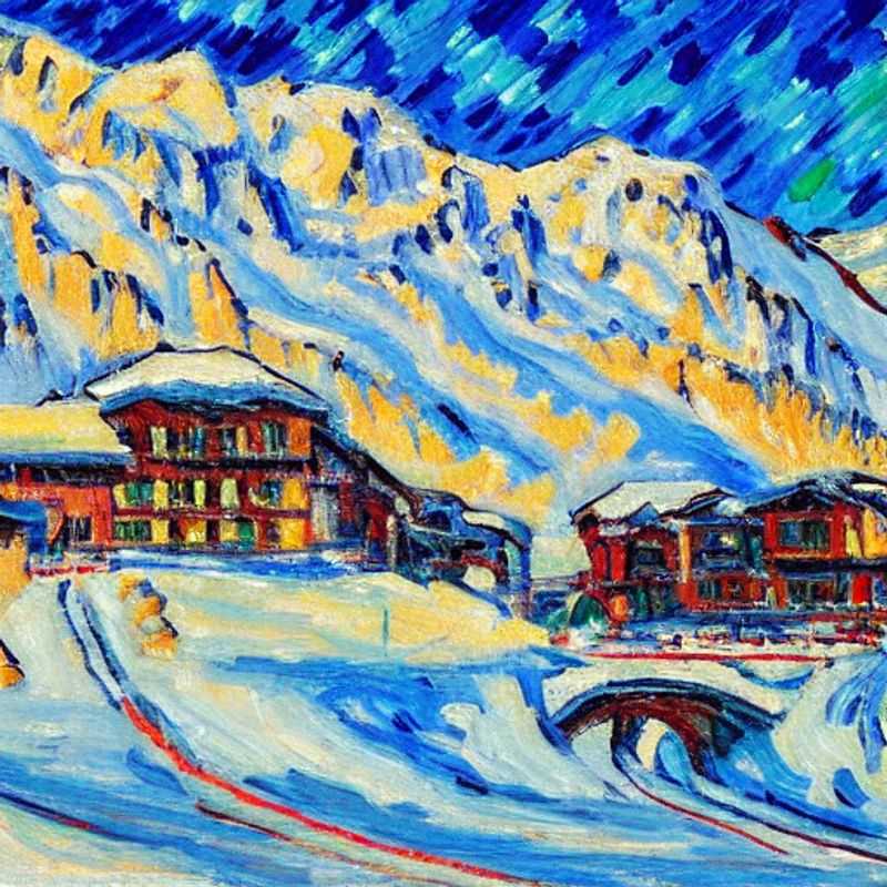 Spring Break Bliss: A vibrant scene in Tignes, France, capturing the energy of skiers and snowboarders enjoying the slopes under the warm spring sun during their break.