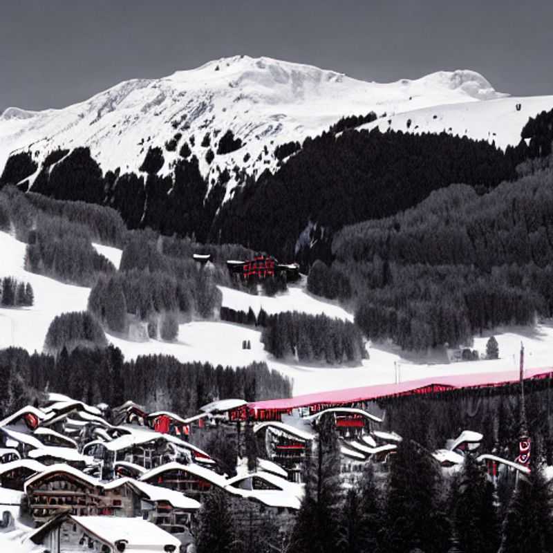 Casal curtindo o sol da primavera em Laax, Suíça, com montanhas nevadas ao fundo - o paraíso perfeito para um spring break inesquecível!